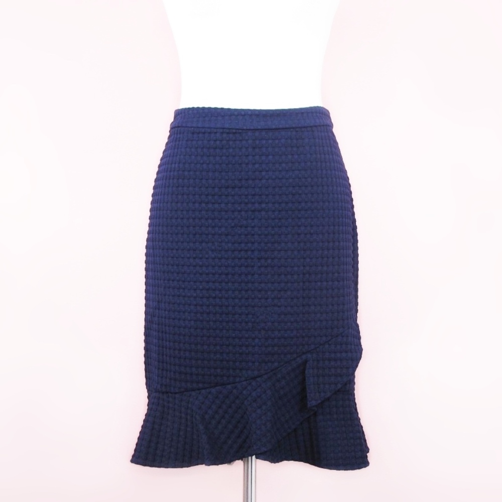 Banana Republic Navy Textured Ruffle Skirt